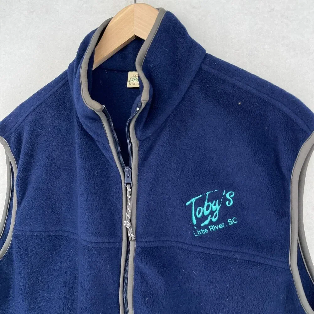 ST. JOHN'S BAY Vest Mens M LITTLE RIVER SC Fleece Full Zip Sleeveless Blue